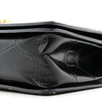 Calfskin Crocodile Embossed Graffiti Cocodile Medium Boy Flap Black