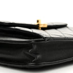 Lambskin Quilted Square Front Pocket Clutch With Chain Black