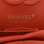 Lambskin Quilted Small Double Flap Red