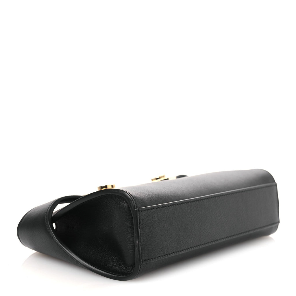Calfskin Mini E/W Hug Crossbody Bag Black Flame Red