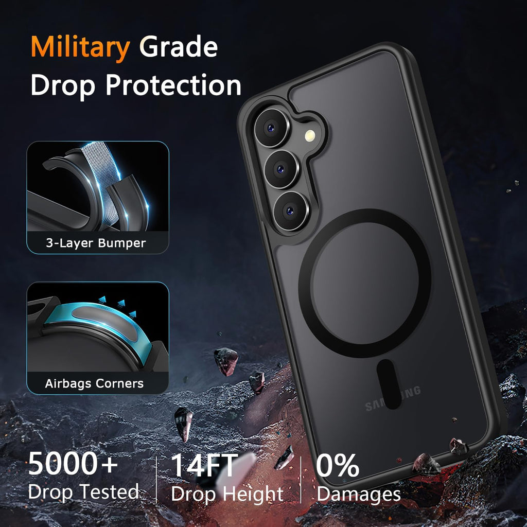 Entronix Bundle Compatible with Galaxy S25 Plus - [Magnetic] Translucent Matte Case & 1 Clear Screen Protector