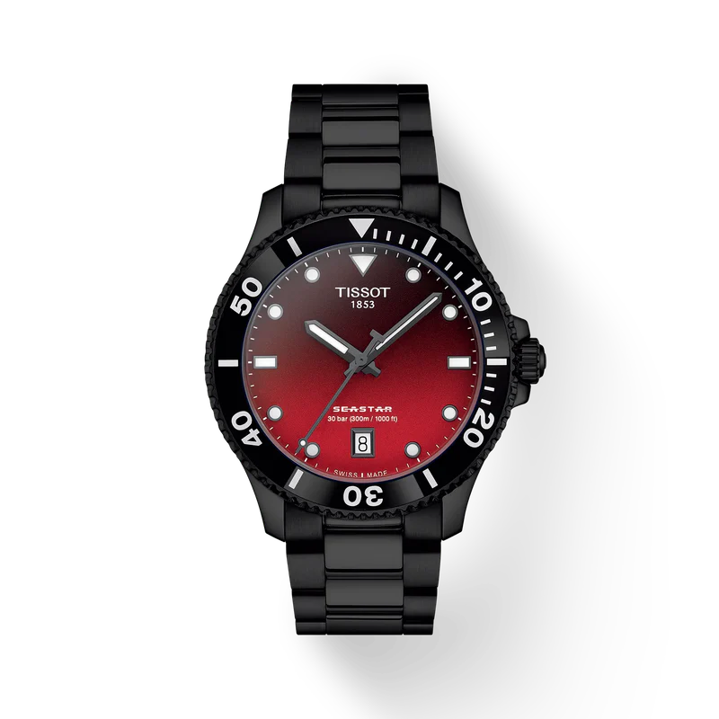 SeaStar 1000 | 40mm, Two-Tone Stainless Steel & PVD Black, Red Dial