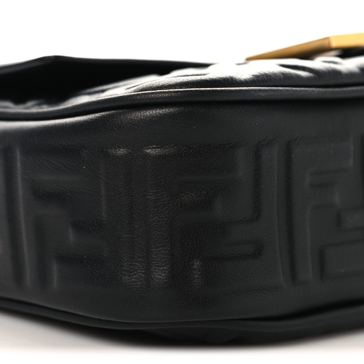 Nappa Small FF Embossed Midi Chain Baguette Black