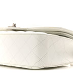 Caviar Quilted Medium Double Flap White