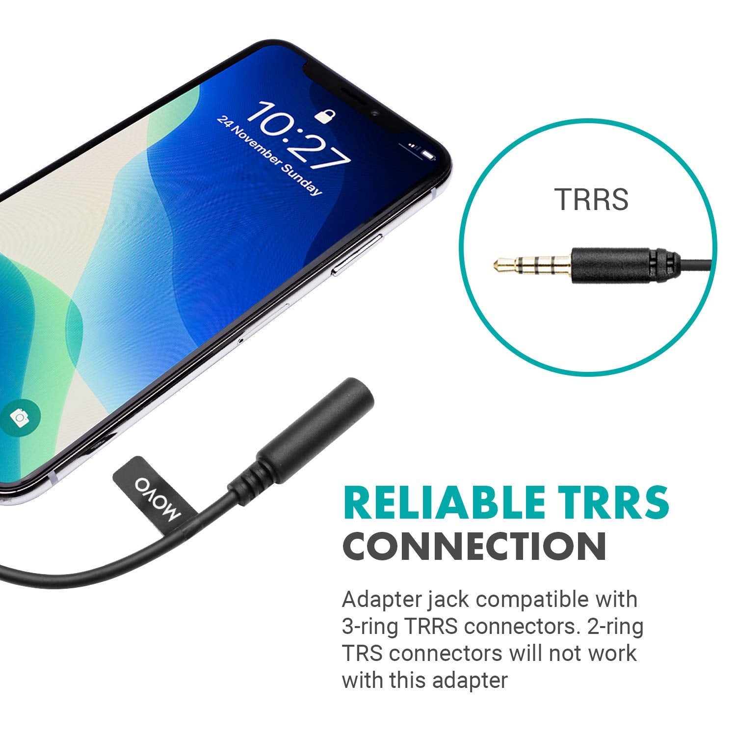 Movo IMA-3 Female 3.5mm TRRS to Lightning Adapter