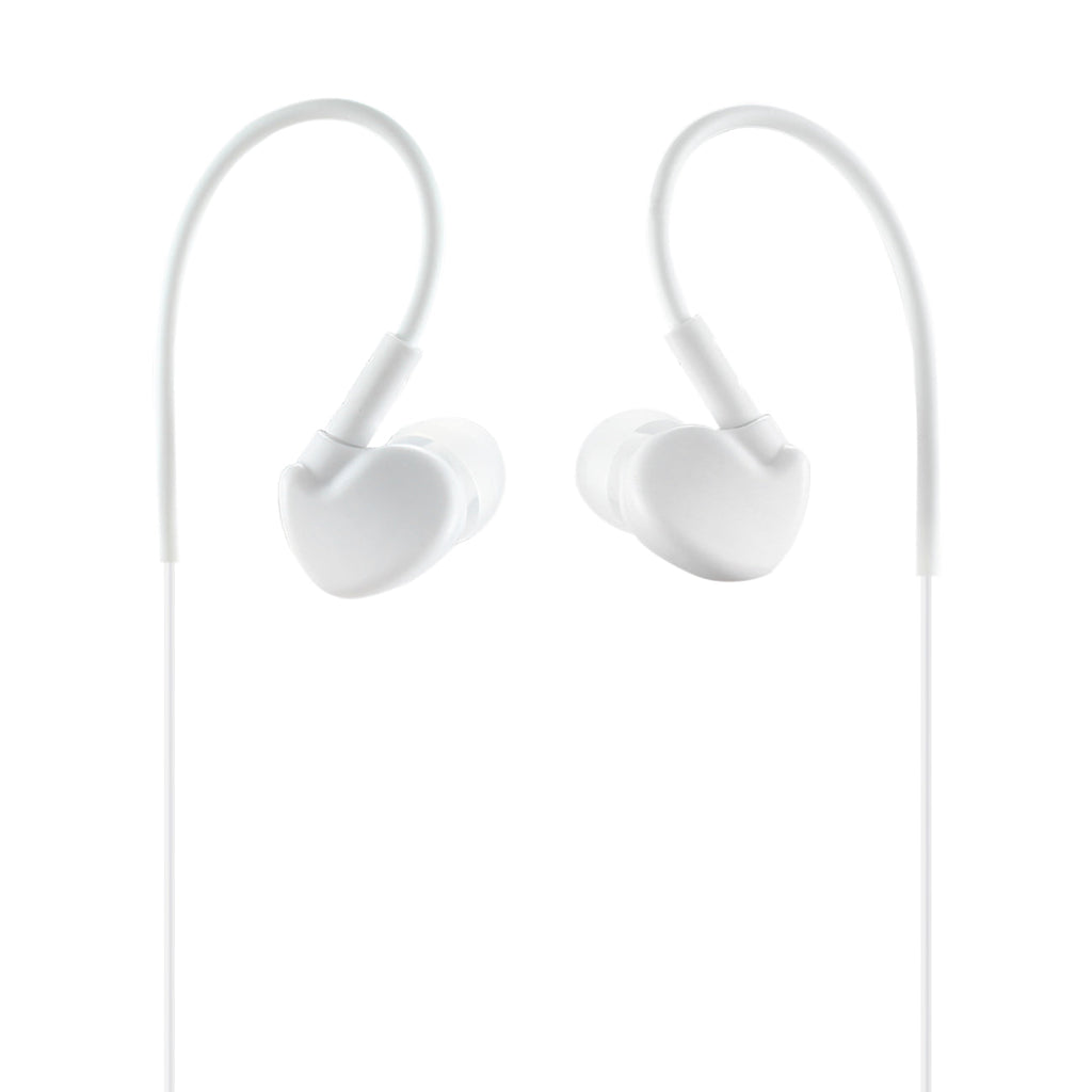 Universal Sport Stereo Earphones W. Tangle Free Noodle Cable And Mic In White