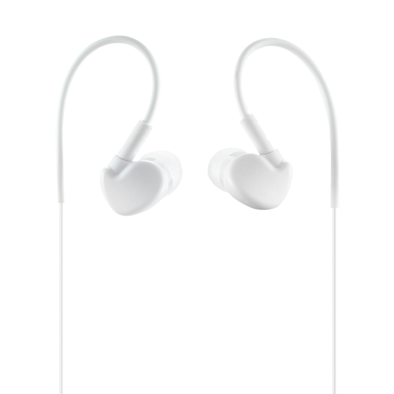 Universal Sport Stereo Earphones W. Tangle Free Noodle Cable And Mic In White