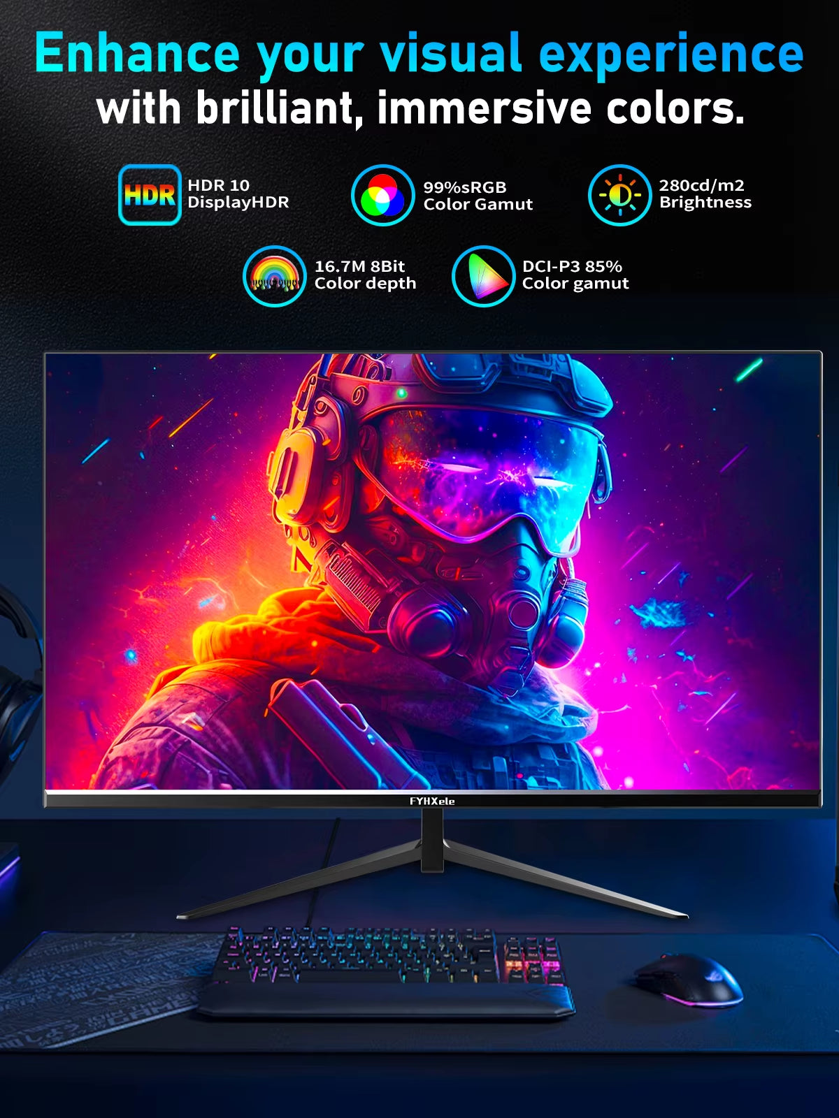 24-Inch 180Hz Gaming Monitor - 1K FHD LCD Display with 1ms Response Time, Eye Care Technology, HDR Support, G-Sync Compatible, VESA Mountable
