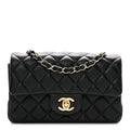 Lambskin Quilted Mini Rectangular Flap Black