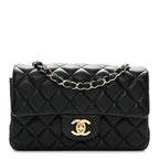 Lambskin Quilted Mini Rectangular Flap Black