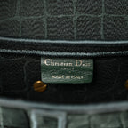 Velvet Crocodile Effect Saddle Bag Green