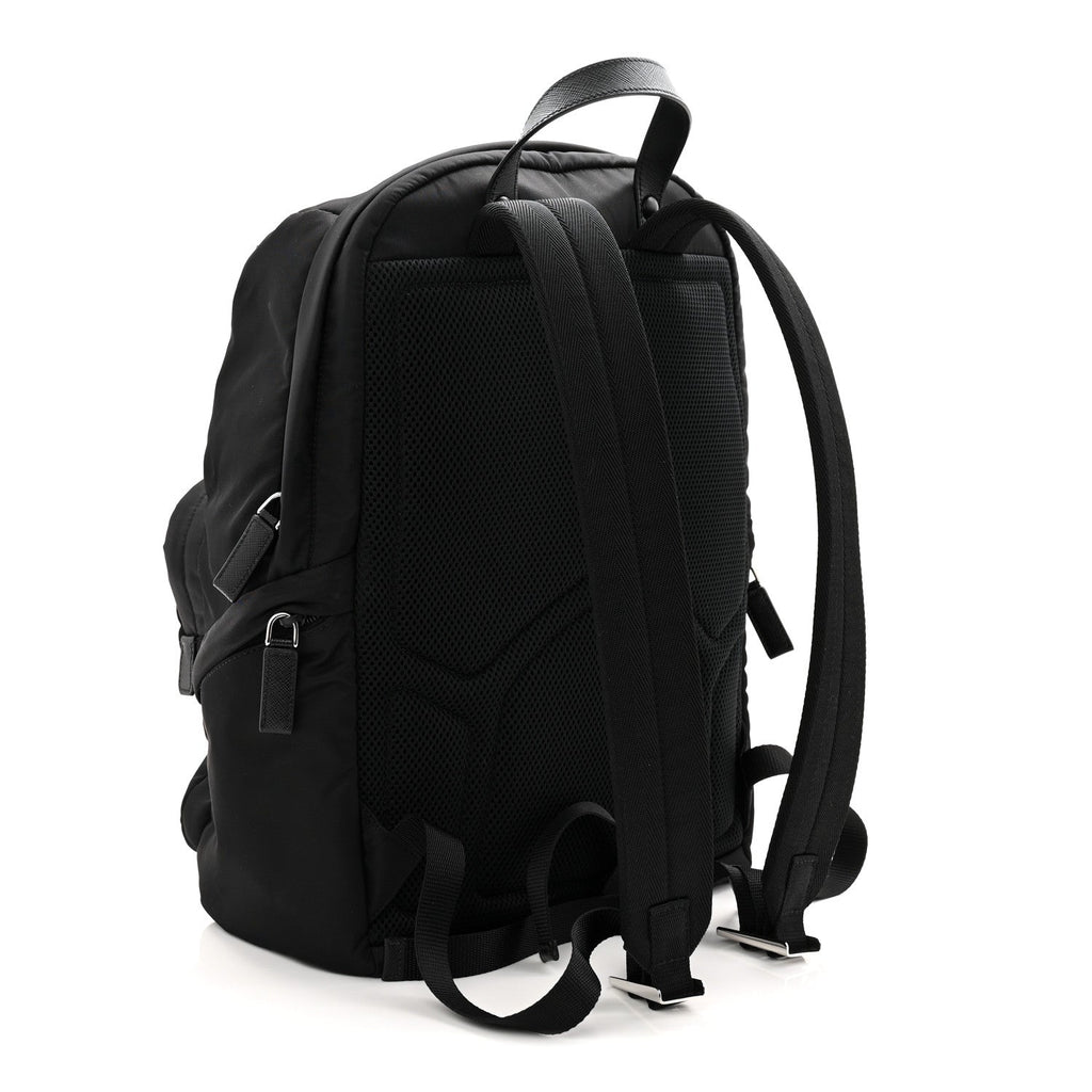 Re-Nylon Saffiano Zip Backpack Black