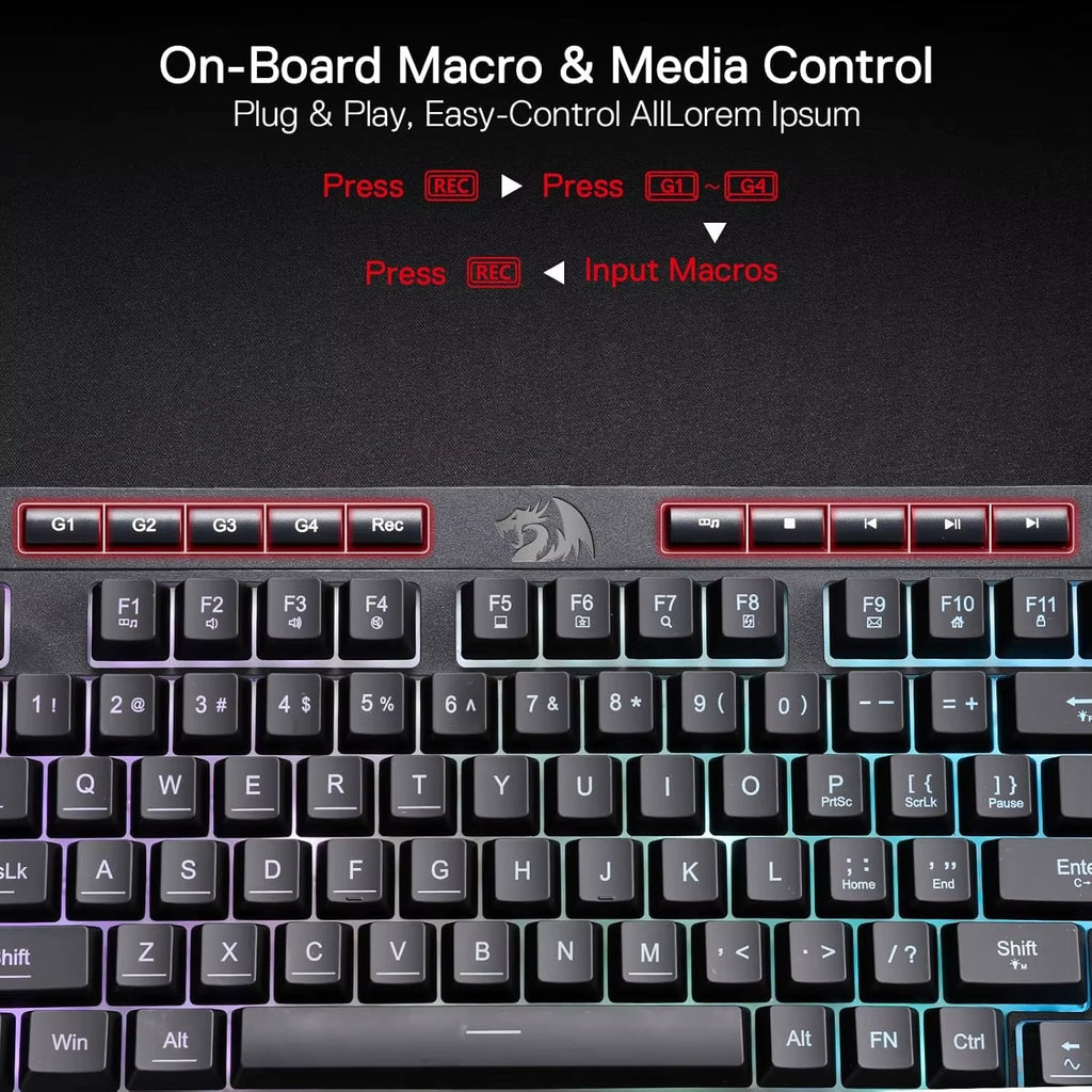 K515 Shiva RGB Membrane Gaming Keyboard with 98 Keys, Detachable Wrist Rest, and Smooth Linear Switches