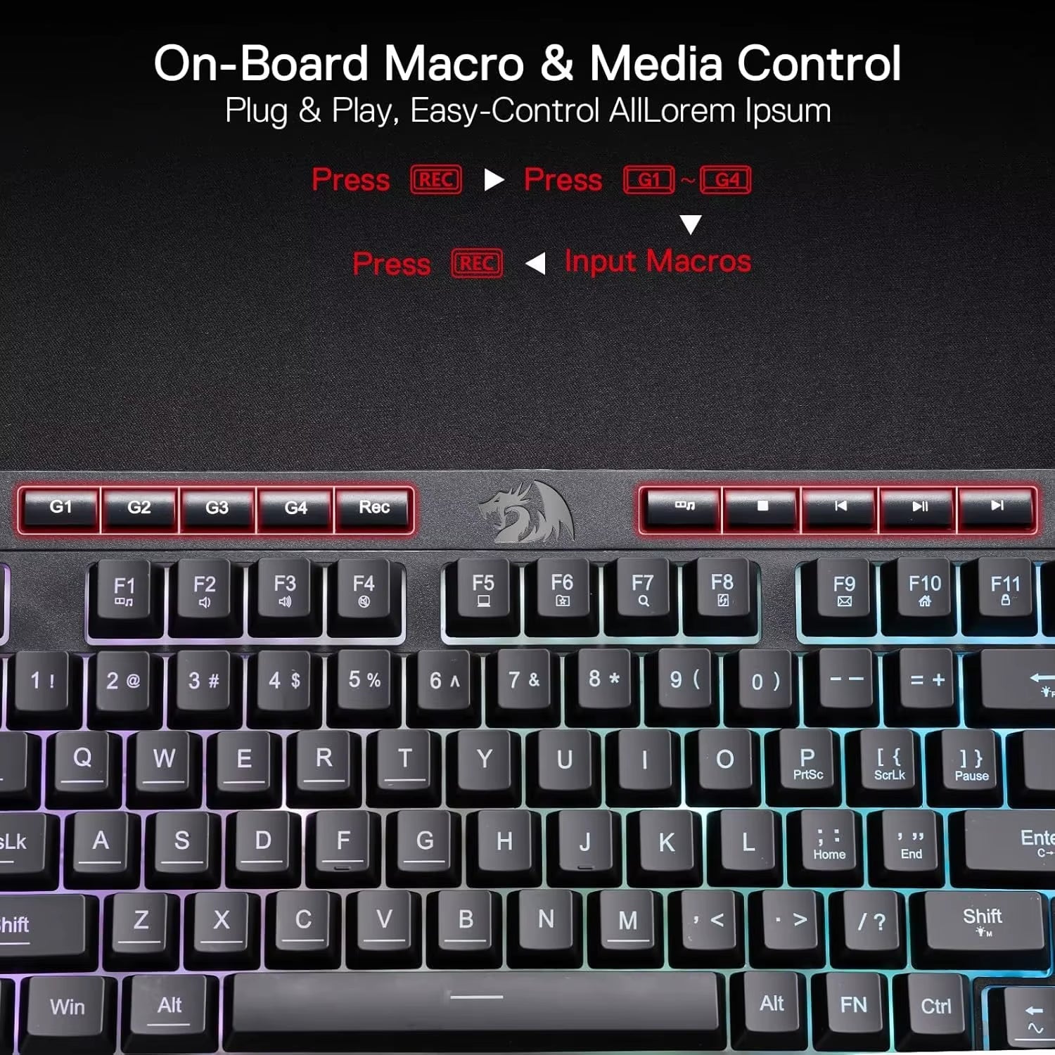 K515 Shiva RGB Membrane Gaming Keyboard with 98 Keys, Detachable Wrist Rest, and Smooth Linear Switches