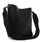 Soft Grained Calfskin Small Sangle Bucket Bag Black
