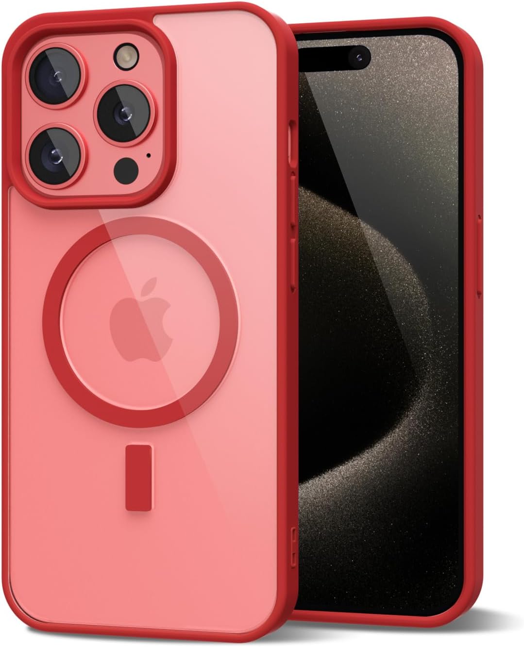Entronix [Magnetic] Case Compatible with iPhone 15 Pro - [Clear Back] Soft Matte Frame