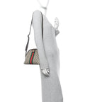 GG Supreme Monogram Textured Dollar Calfskin Web Small Ophidia Dome Shoulder Bag Beige Ebony New Acero