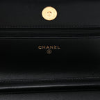 Lambskin Quilted Wallet On Chain WOC Black