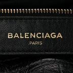 Calfskin Crocodile Embossed Giant 12 Gold Hardware City Black