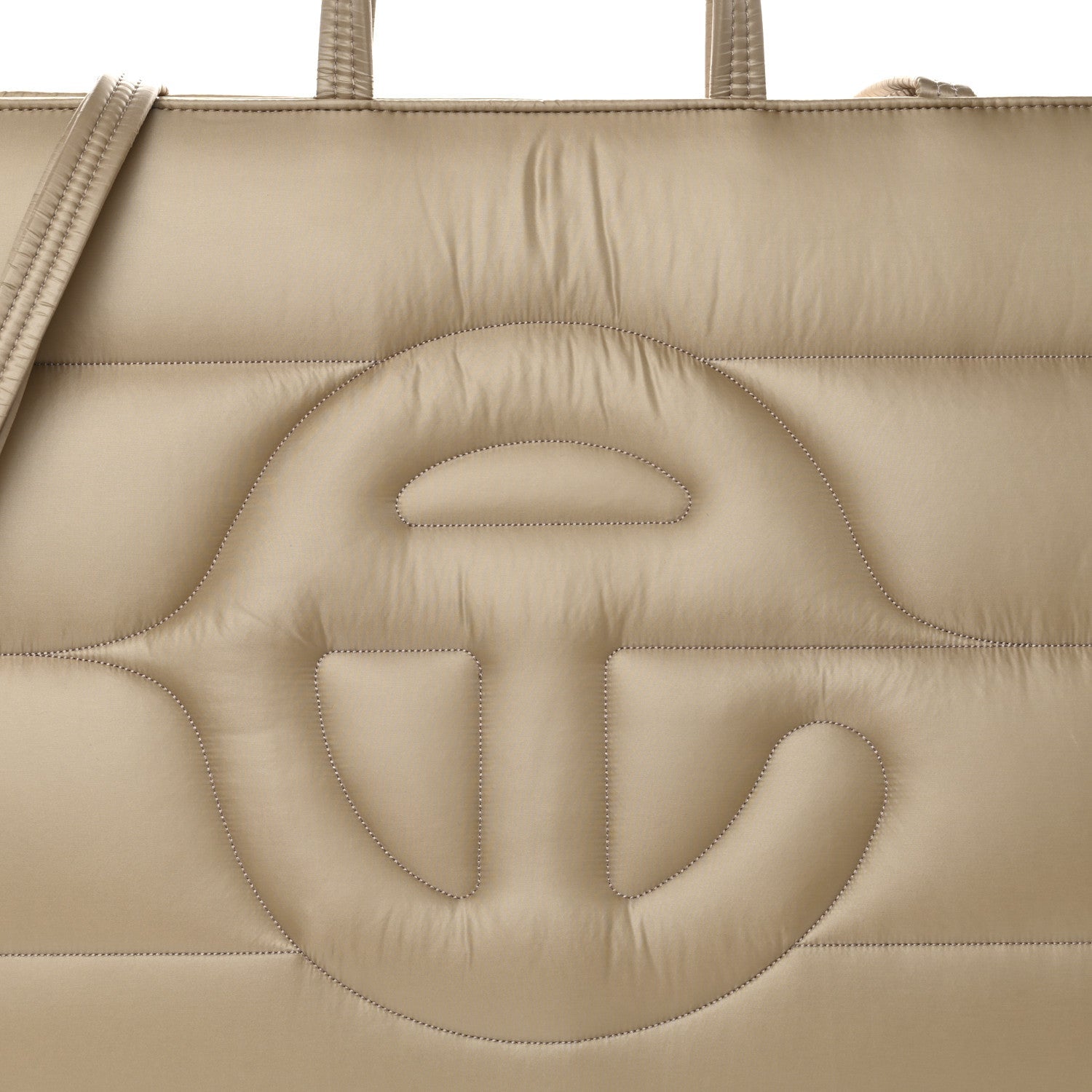 Nylon Large Puff Shopping Bag Cream