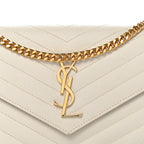 Grain De Poudre Matelasse Chevron Monogram Chain Wallet Crema Soft