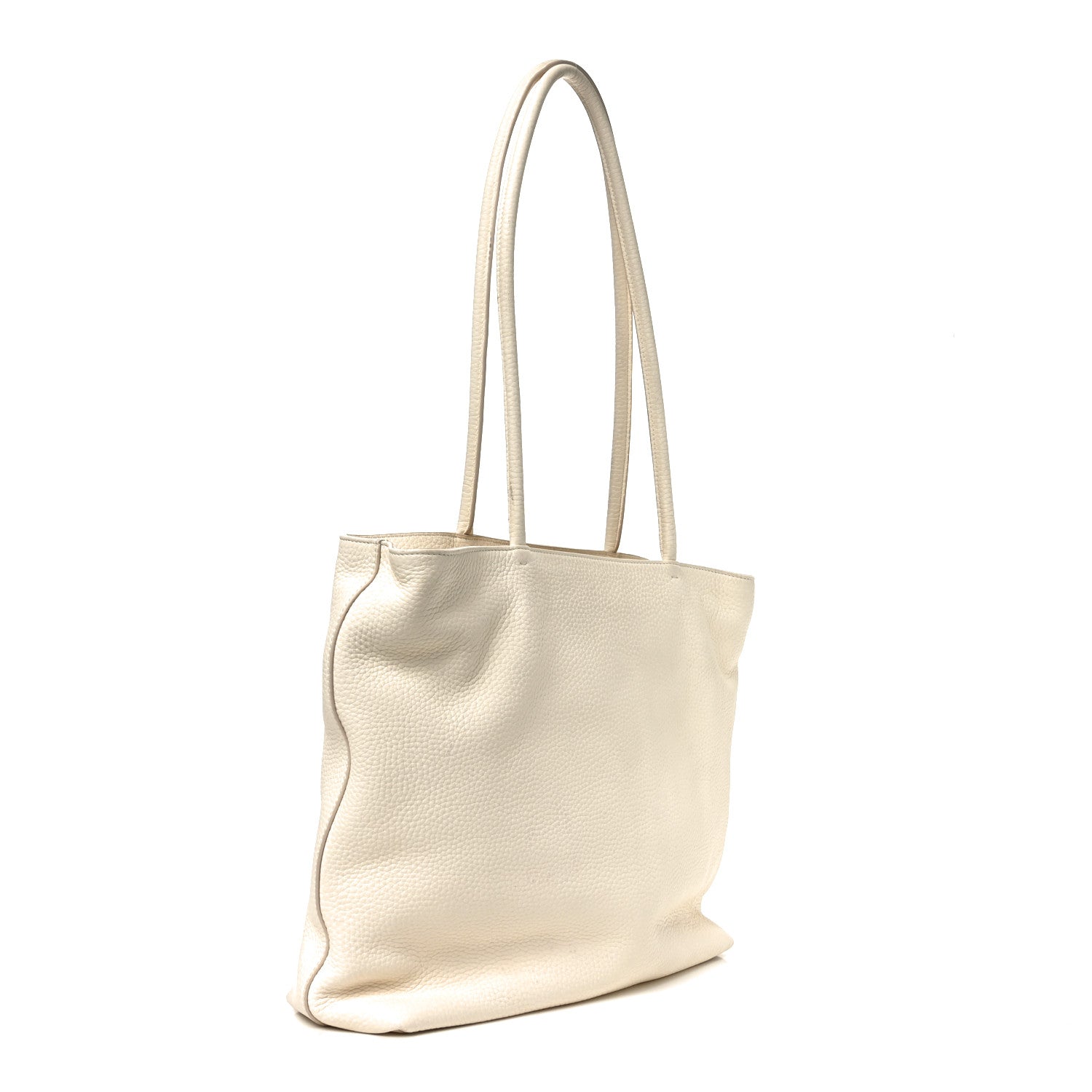 Grained Calfskin Medium Portfolio Tote Ivory
