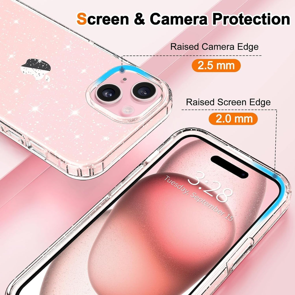 Entronix Case Compatible with iPhone 16E - [Hard Back] Glitter Clear