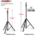 Speaker Stand Pair Height Adjustable Universal PA DJ Tripod Studio Monitor Stands Heavy Duty w 35mm Compatible Insert for Home On Stage In Studio Use Black - SS HD 2PK BLK WOB