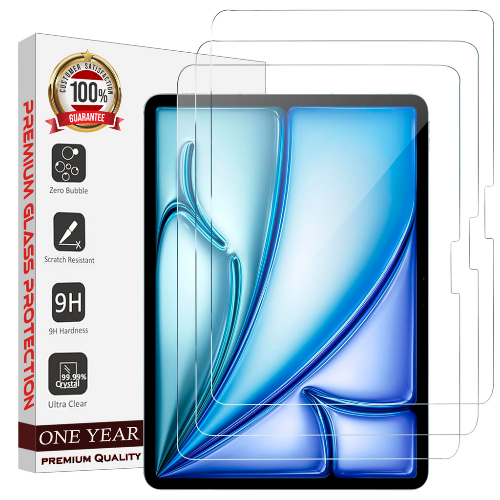 Entronix Clear Screen Protector Compatible with iPad Air M2 11" (6th Gen, 2024) - 3-Piece Combo