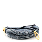 Oblique Embroidered Saddle Bag Denim Blue