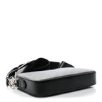 GG Supreme Monogram Azalea Calfskin Retro Interlocking G Wristlet Shoulder Bag Black