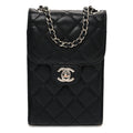 Caviar Quilted Classic Phone Holder Black