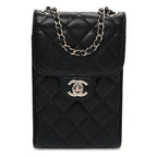 Caviar Quilted Classic Phone Holder Black