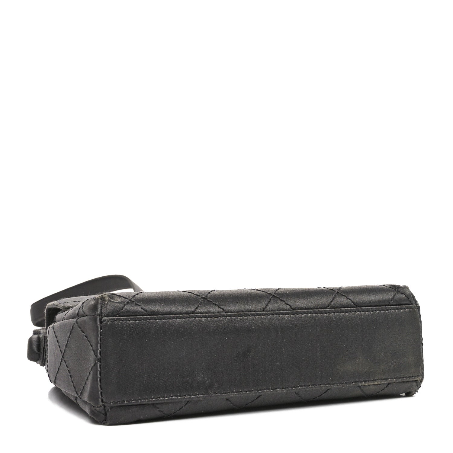 Satin Quilted Crystal CC Square Flap Grey
