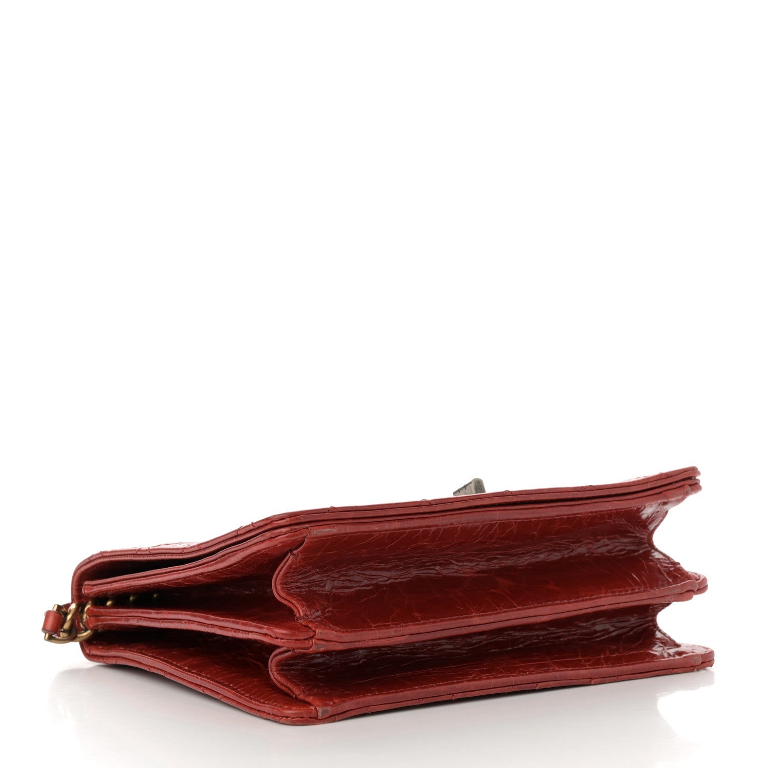 Glazed Calfskin Quilted Rita Top Handle Flap Red