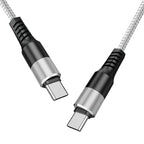 Power Delivery Usb-C To C Fast Charging & Sync Nylon- Braided 5Ft Cable In Silver