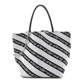 Knit Jacquard Diagonal Logo Roxy Tote White Black