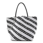 Knit Jacquard Diagonal Logo Roxy Tote White Black