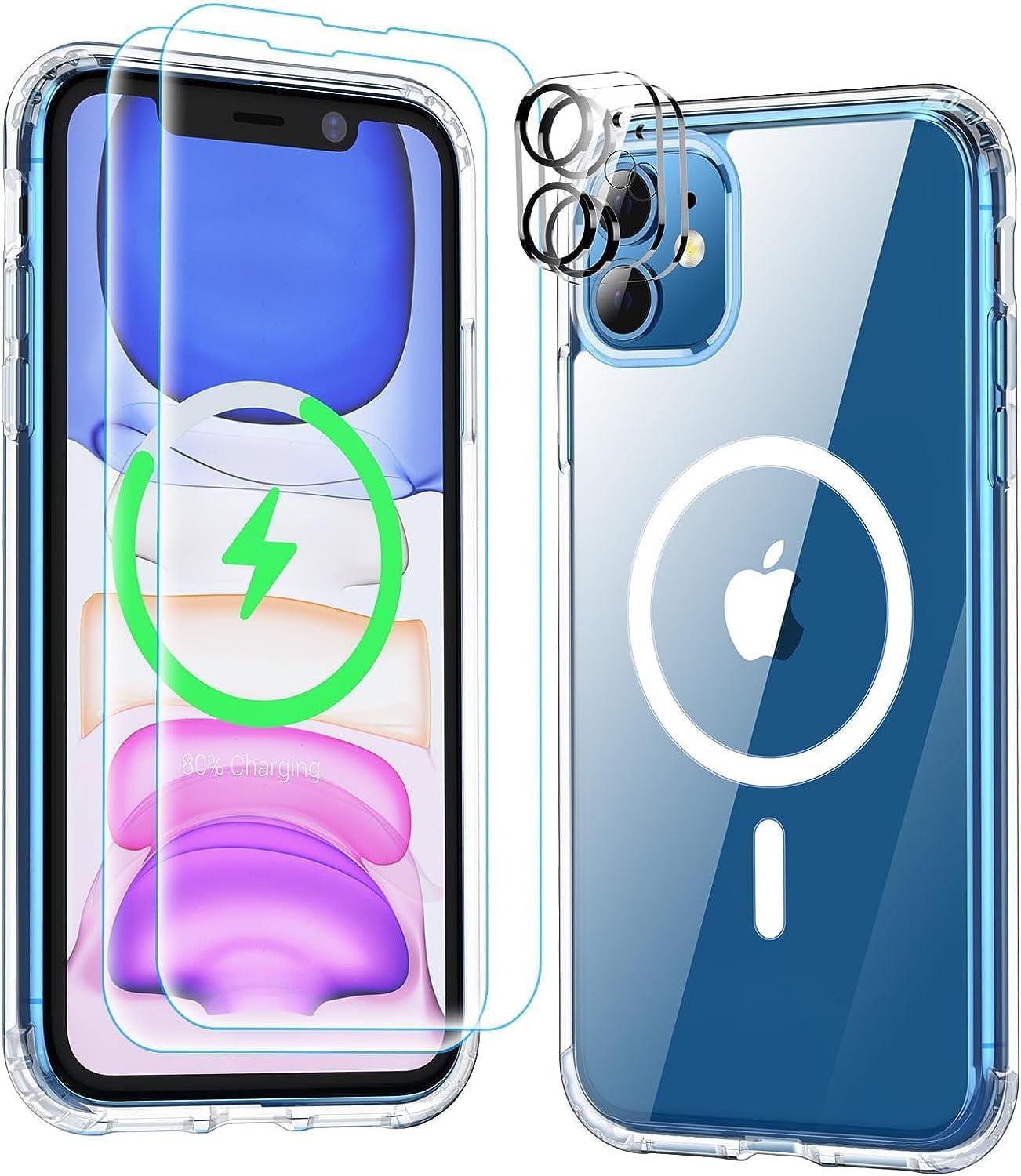 Entronix Bundle Compatible with iPhone 11 - [Magnetic] Clear Case, 2 Clear Screen Protectors & 2 Camera Lens Protectors