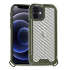 Reiko Shockproof Pc Bumper Case With Carbon Fiber Pattern In Green For Iphone 12 Mini