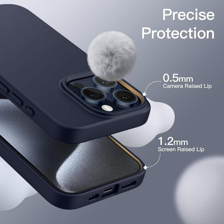 Entronix Bundle Compatible with iPhone 12 Pro - Liquid Silicone Case, 2 Clear Screen Protectors & 2 Camera Lens Protectors