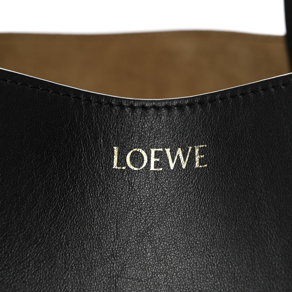Shiny Calfskin Medium Puzzle Fold Tote Black