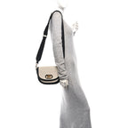 Calfskin Linen Small Travia Crossbody Black