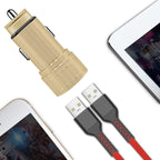 Dual Port Usb Car Charger/ Adapter In Gold (12Pcs)
