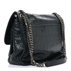 Crocodile Embossed Calfskin Monogram Medium Niki Chain Satchel Algea