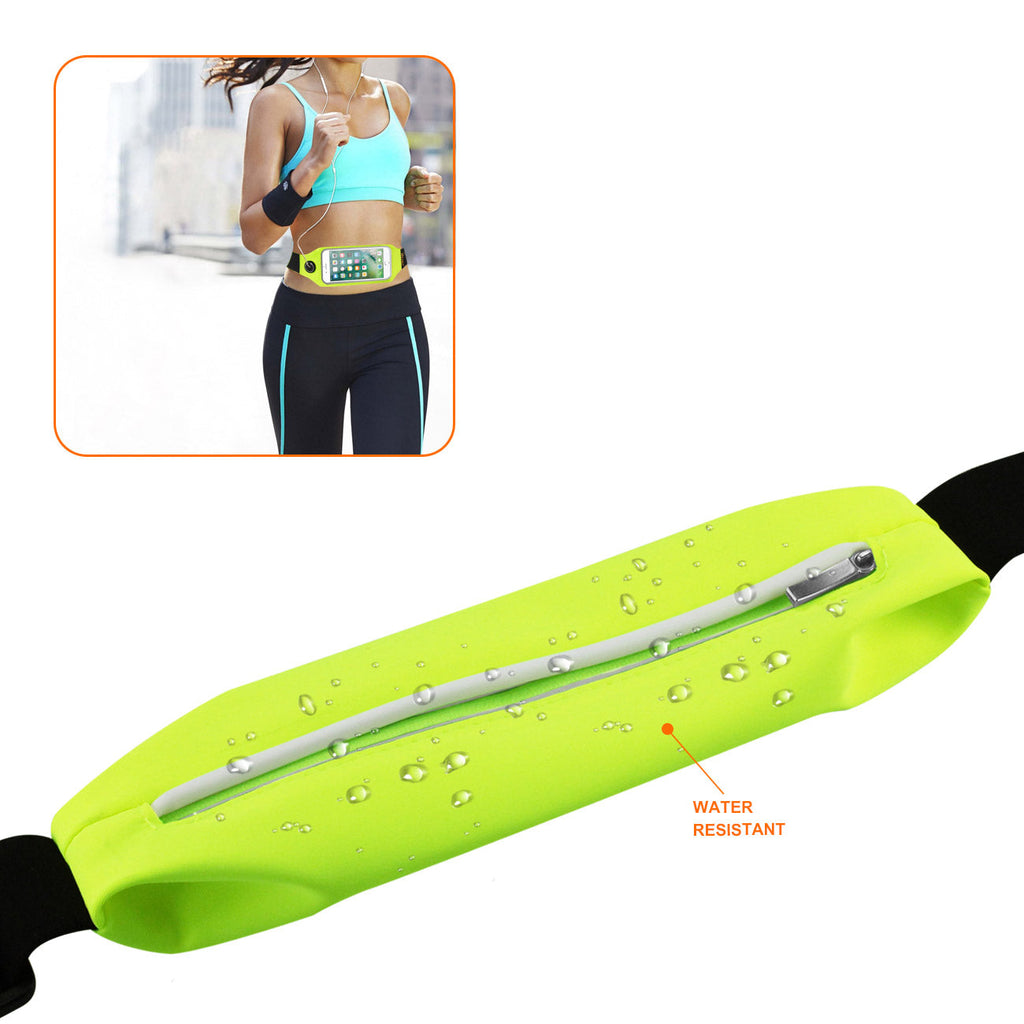 Reiko Running Sport Belt For Iphone 7/ 6/ 6S Or 5 Inches Device With Two Pockets And Led In Green (5X5 Inches)