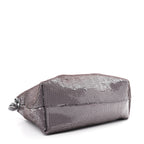 Sequin Medium Donut Chain Flamenco Knot Clutch Grey