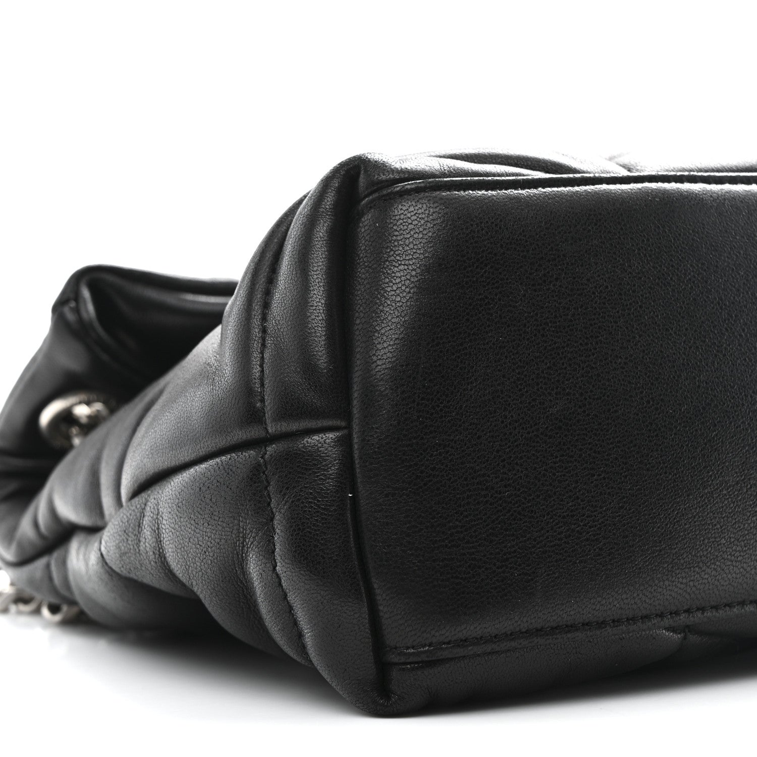 Lambskin Quilted Small Loulou Puffer Monogram Chain Satchel Black