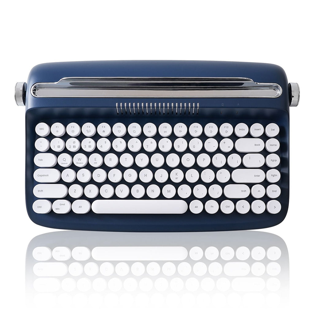 ACTTO B303 Wireless Keyboard, Retro Bluetooth Aesthetic Typewriter Style Keyboard with Integrated Stand for Multi-Device