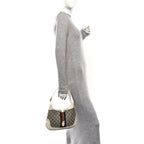 GG Supreme Monogram Azalea Calfskin Web Small Jackie 1961 Hobo Beige Ebony Mystic White